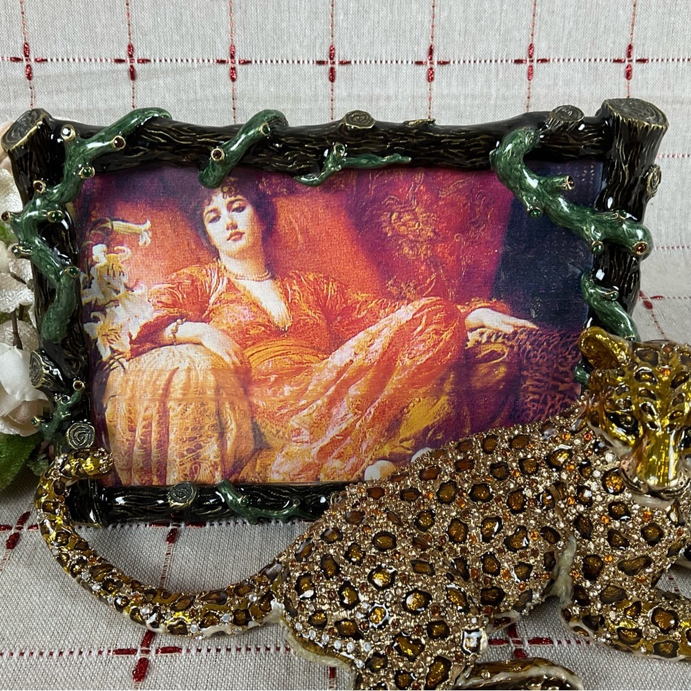 Stunning! Large Jay Strongwater Enamel Swarovski Leopard Panther Picture Frame - Picture 3 of 13